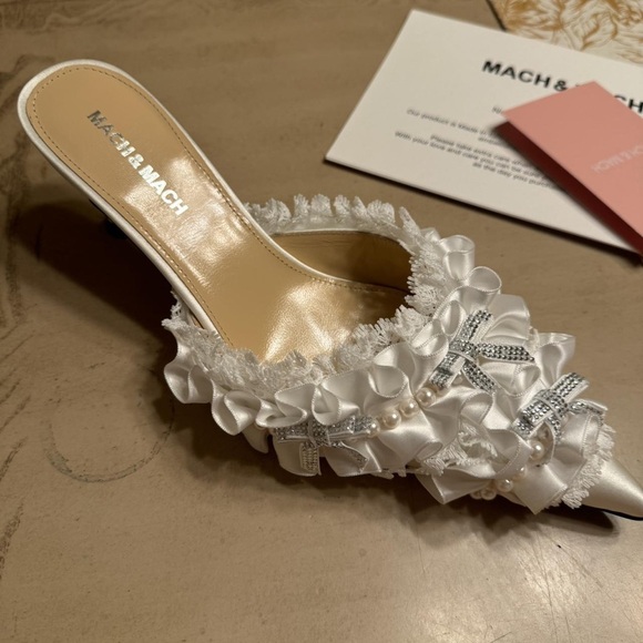 MACH & MACH White and Silver Embellished Heels - Picture 3 of 5